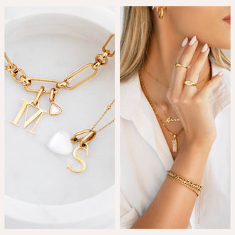 Birthstone & Little Luxe Letter Bracelet (Gold)