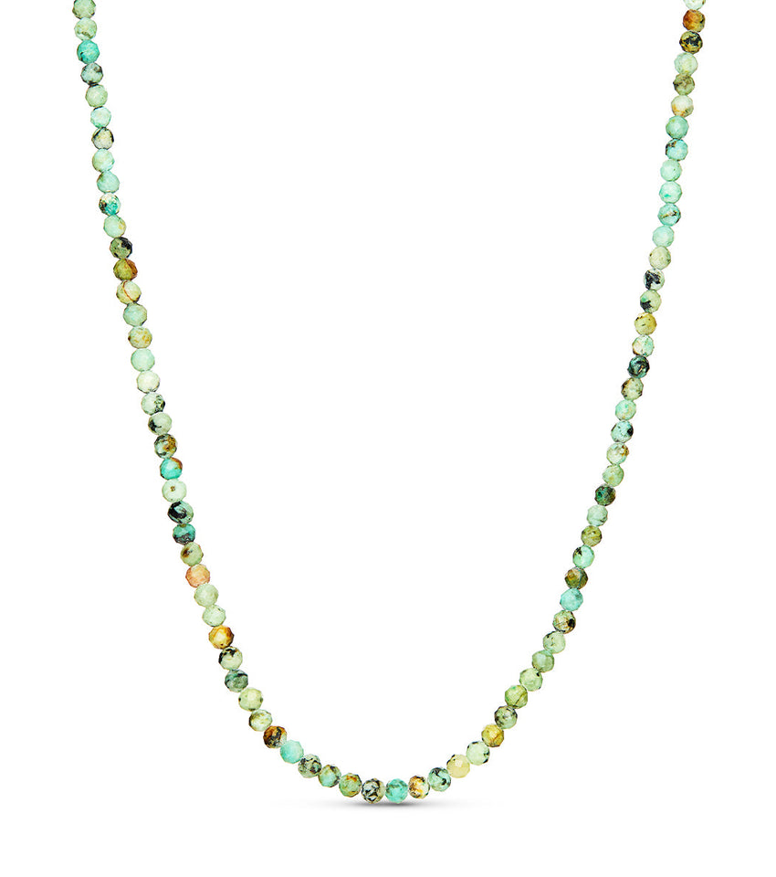 Green Turquoise Beaded Necklace (Gold)