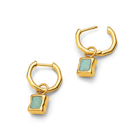 Molten Amazonite Stone Huggie Earrings (Gold)
