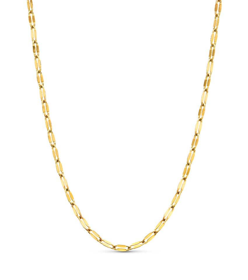 Paperclip Diamond Cut Chain Necklace (Gold)
