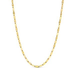 Paperclip Diamond Cut Chain Necklace (Gold)