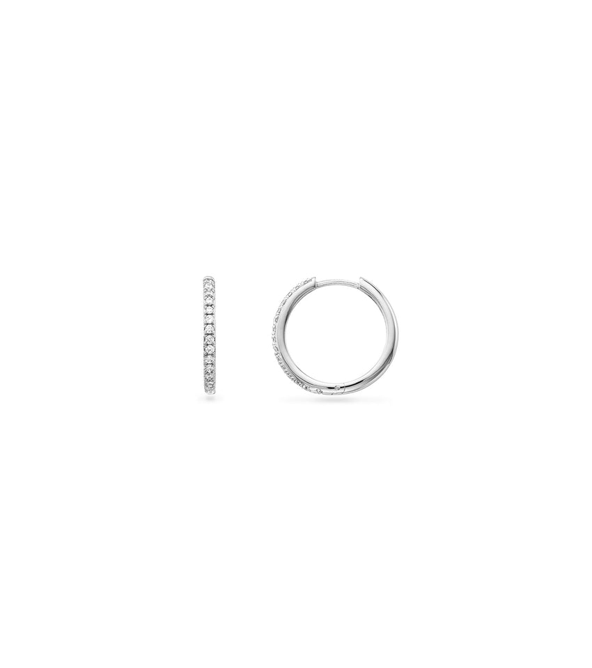 Beam Pavé Hoop Earring (Silver)