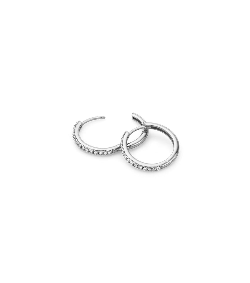 Beam Pavé Hoop Earring (Silver)