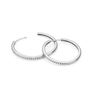 Large Beam Pavé Hoop Earring (Silver)