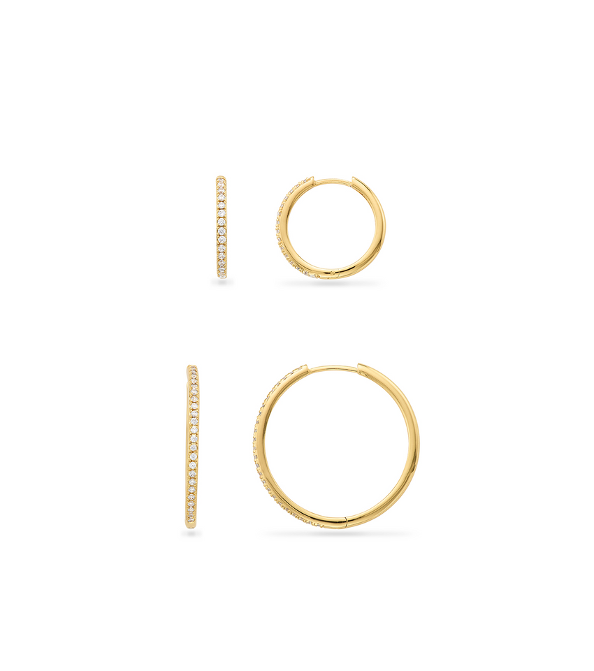 Beam Pavé Hoop Earrings Bundle (Gold)