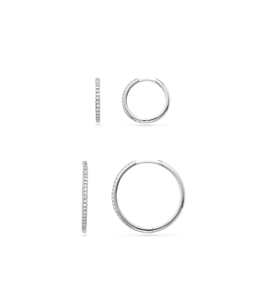 Beam Pavé Hoop Earrings Bundle (Silver)