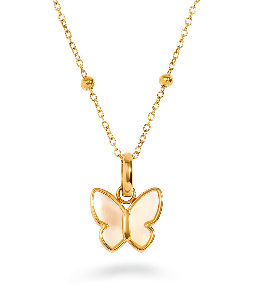Pearl Butterfly Necklace (Gold)