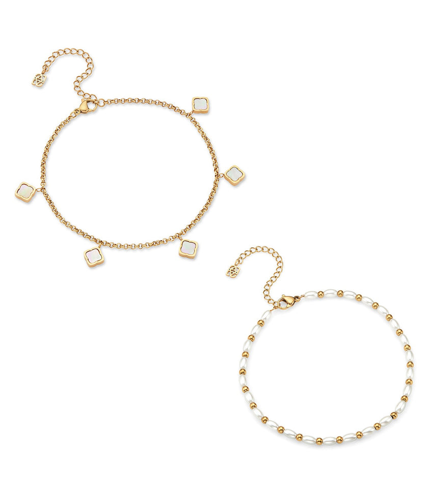 Pearl Clover Anklet Bundle (Gold)