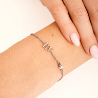 Mini Double Initial Bracelet (Silver)