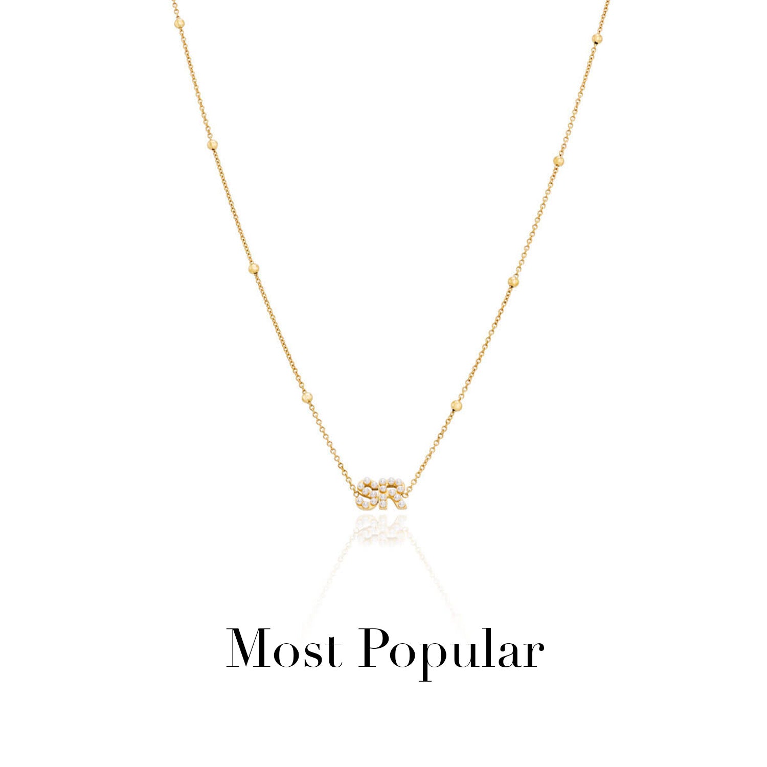 送料関税込【Abbott Lyon】Rose Sphere Chain Necklace☆(4色)♪ Pearl Initials Sphere Chain Necklace (Gold)