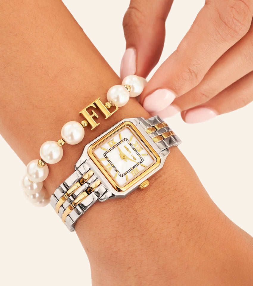 Lunar Pearl Initial Bracelet (Gold)