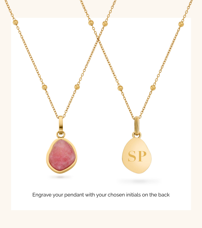 Pink Chalcedony Stone Pendant (Gold)