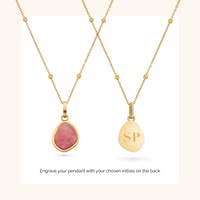 Pink Chalcedony Stone Necklace (Gold)