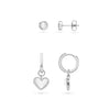 White Quartz Heart & Stud Earrings Bundle (Silver)