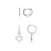 White Quartz Heart Huggie Earrings Bundle (Silver)