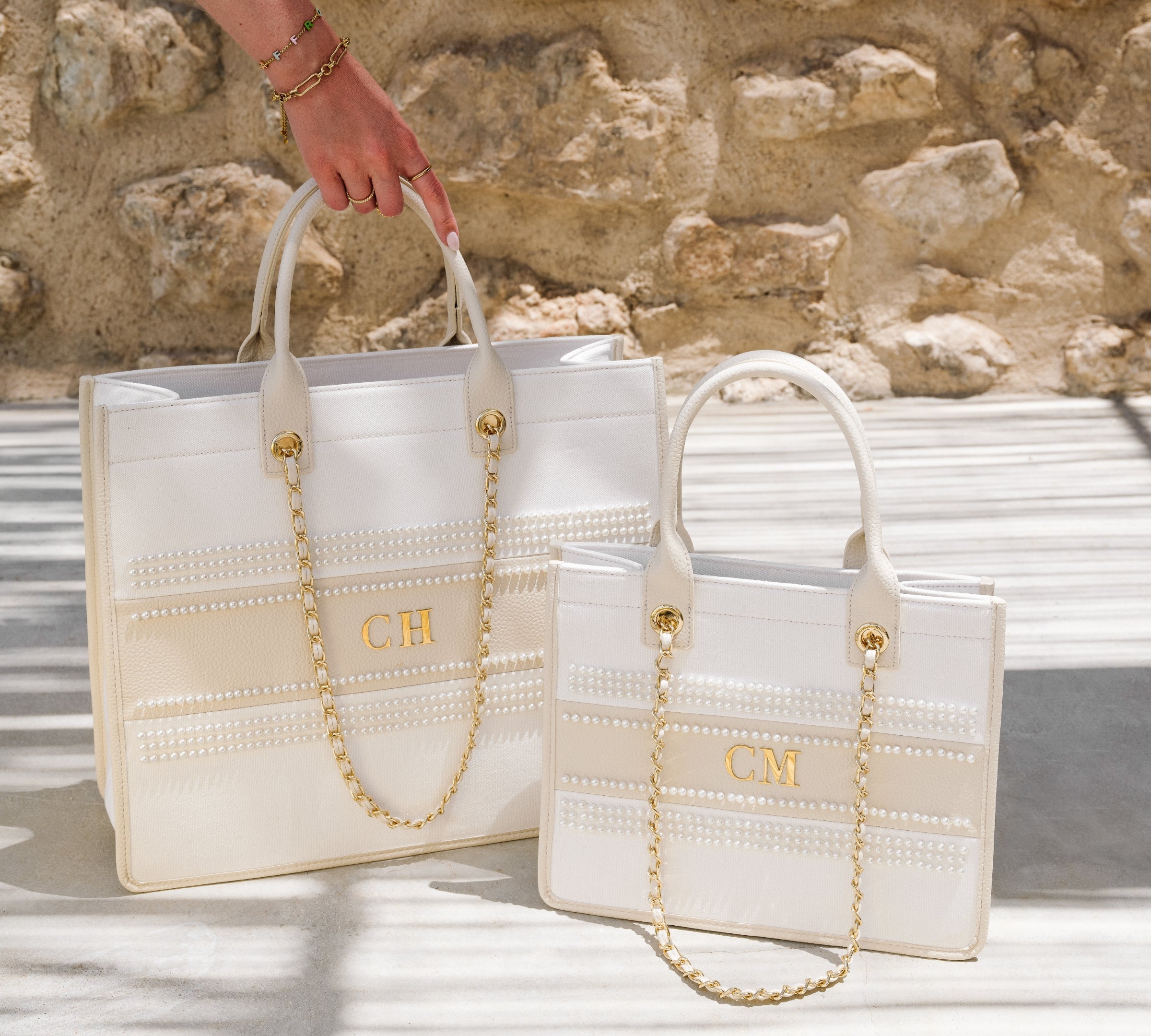 Mini Pearl Canvas Resort Bag | Tote Handbag | Beach Bag