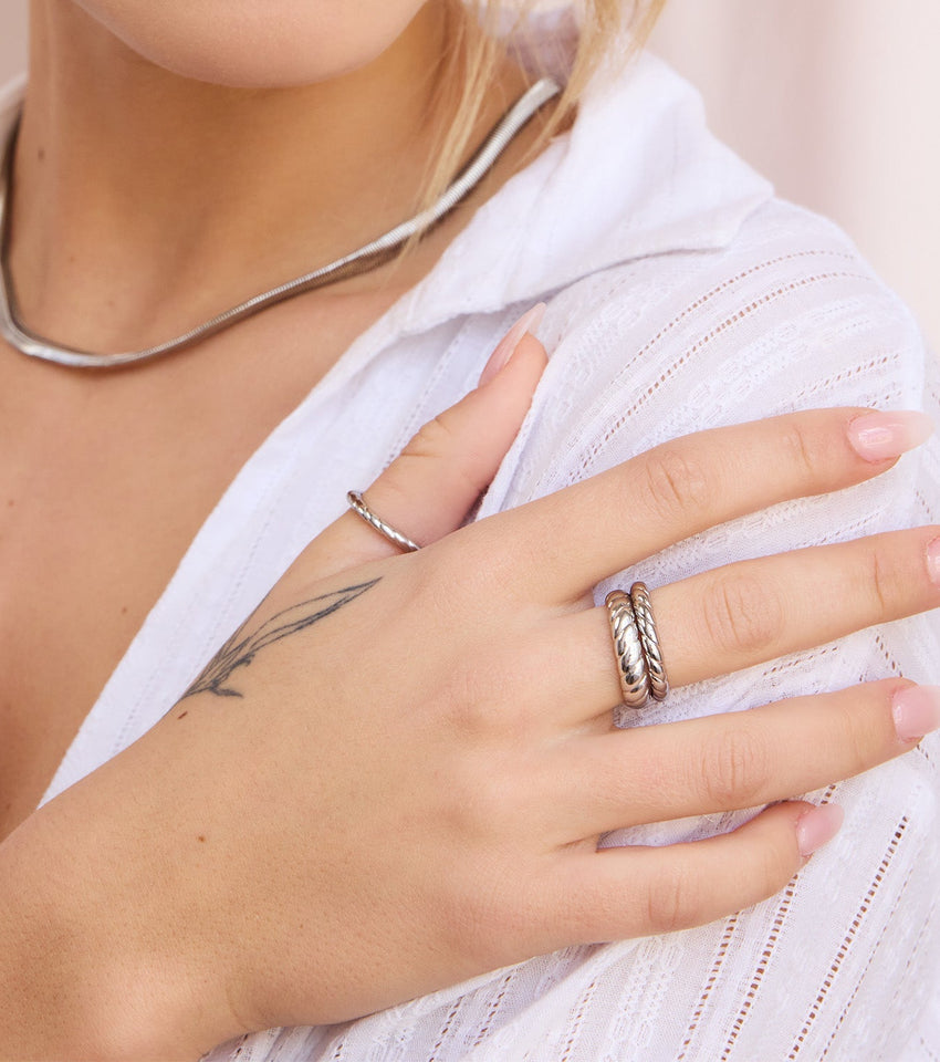 Rope Ring Stack (Silver)