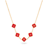 Red Custom Clover Name Necklace (Gold)