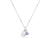 Retro Initial & Birthstone Necklace (Silver)