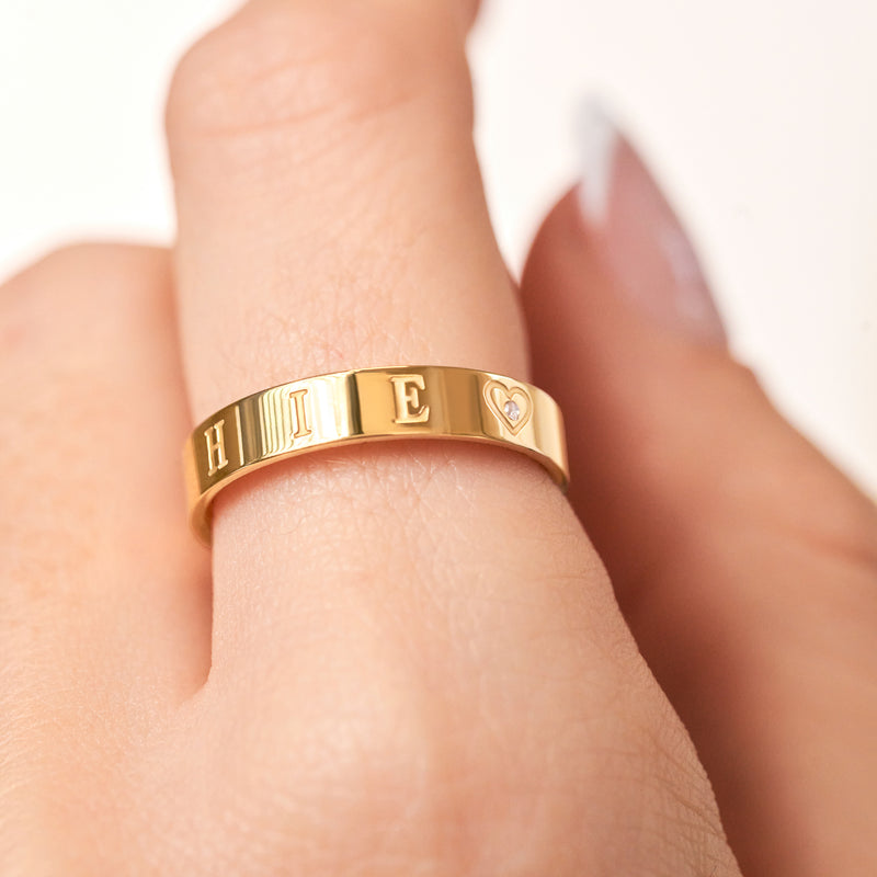 Custom Stamped Name Ring (Gold)