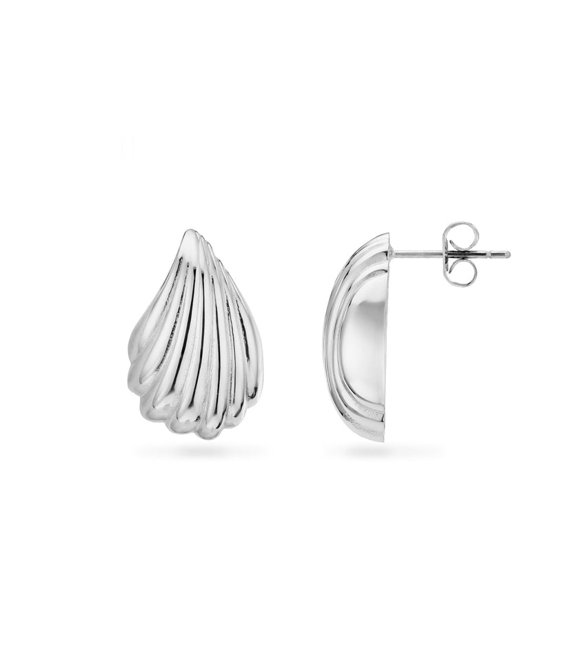 Rope Teardrop Stud Earrings (Silver)