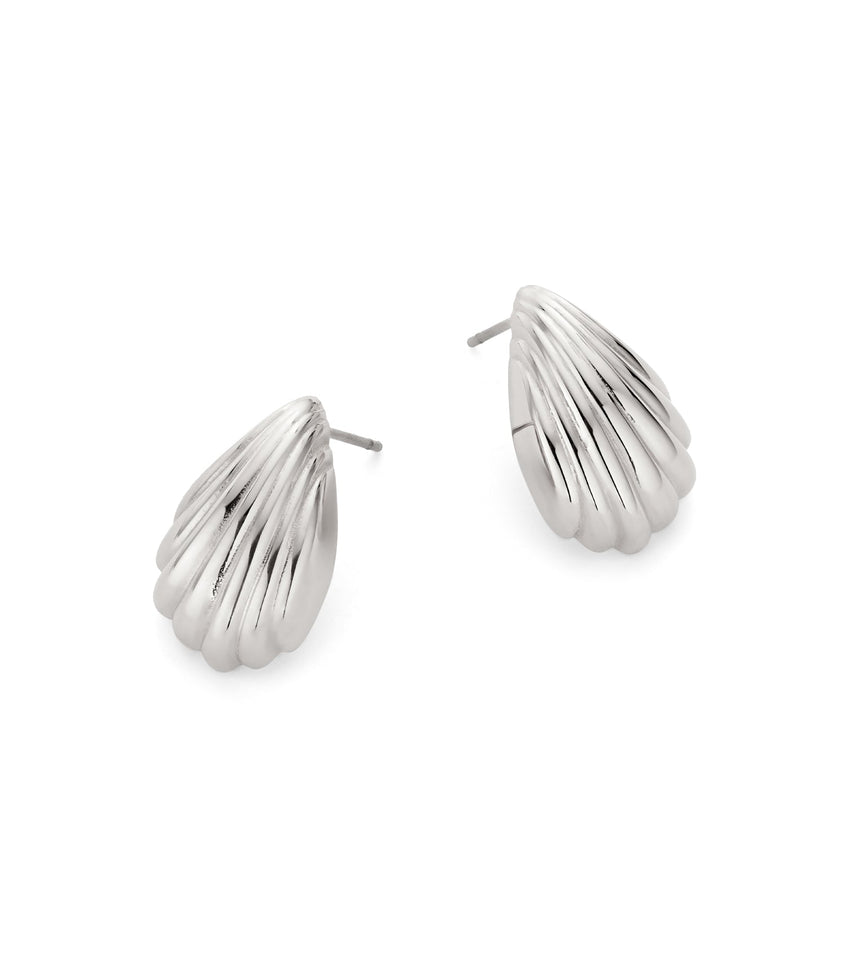 Rope Teardrop Stud Earrings (Silver)