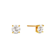Round Solitaire Stud Earrings 1ct (Gold)