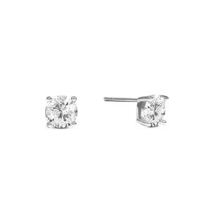 Round Solitaire Stud Earrings 1ct (Silver)