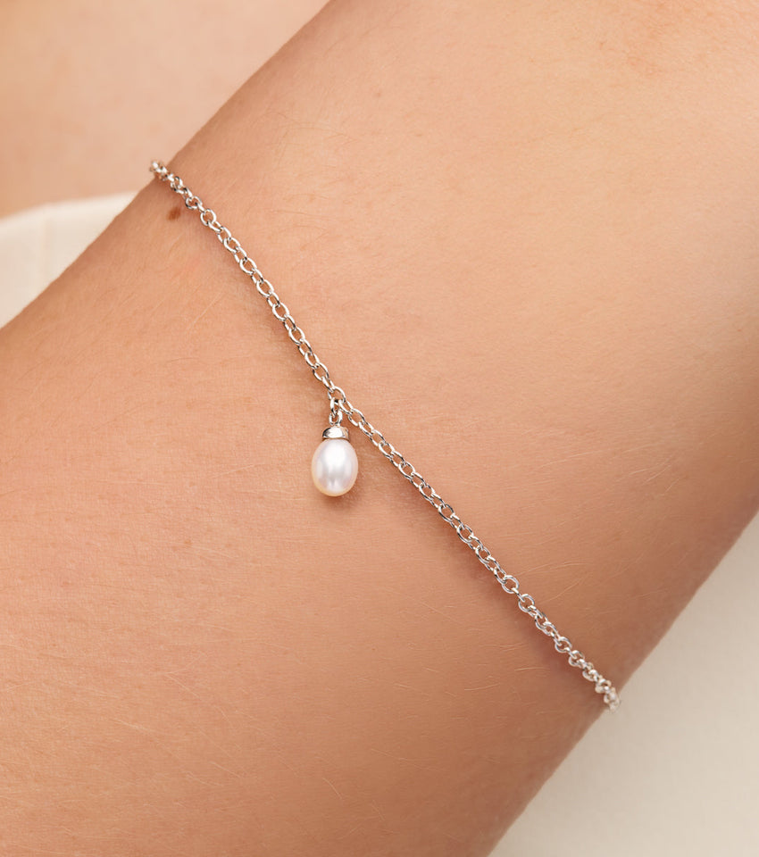 Fine Organic Pearl Bracelet Bridesmaid Gift Set (Silver)