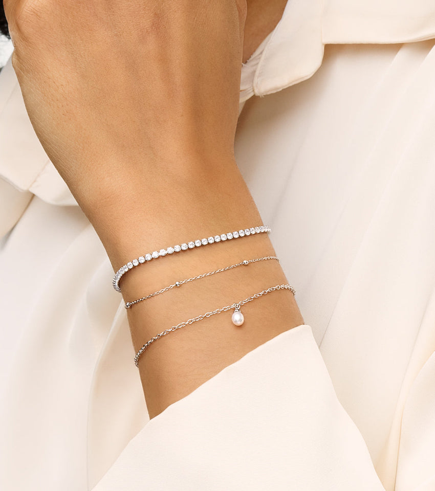 Fine Organic Pearl Bracelet Bridesmaid Gift Set (Silver)