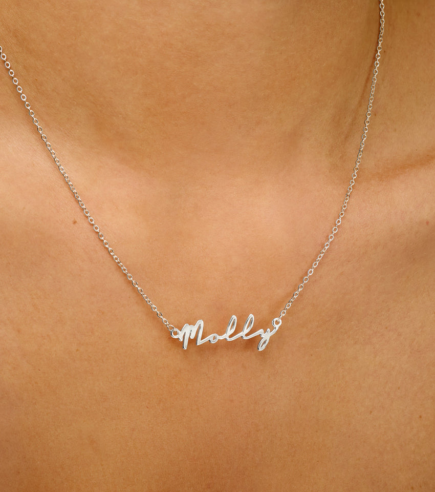 Fine Signature Name Necklace (Silver)