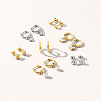 Fine Molten Heart & White Topaz Earring Bundle (Silver)