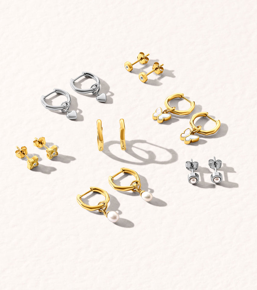 Fine Molten Heart & White Topaz Earring Bundle (Silver)