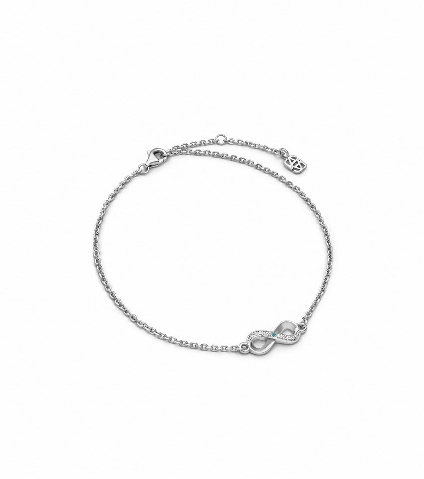Aquamarine Stone Infinity Bracelet (Silver)