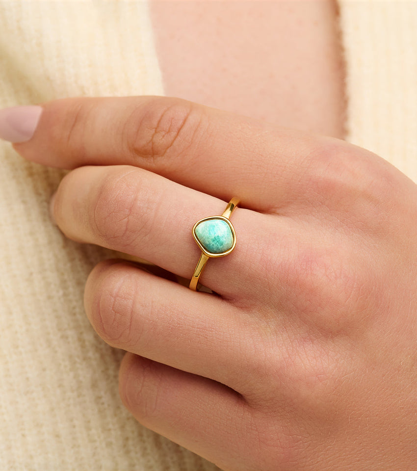 Organic Amazonite Ring (Gold)