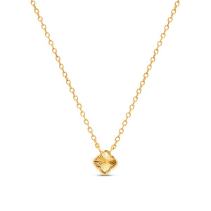 Fine Mini Fluted Clover Necklace (Gold)