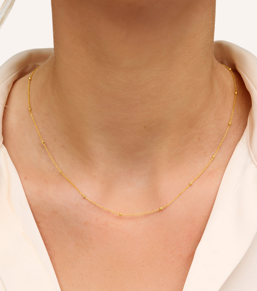Fine Sphere Chain Necklace (Gold)