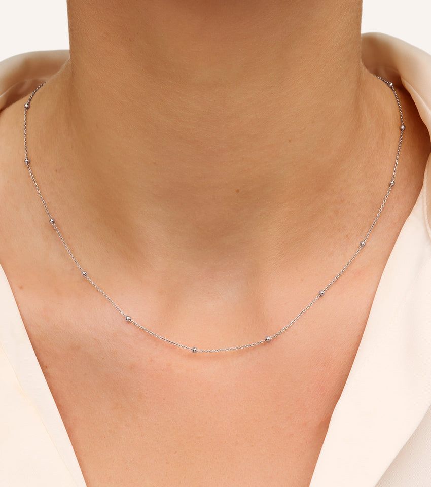 Fine Sphere Chain Necklace (Silver)