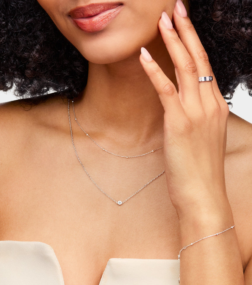 Fine Sphere Chain Necklace (Silver)