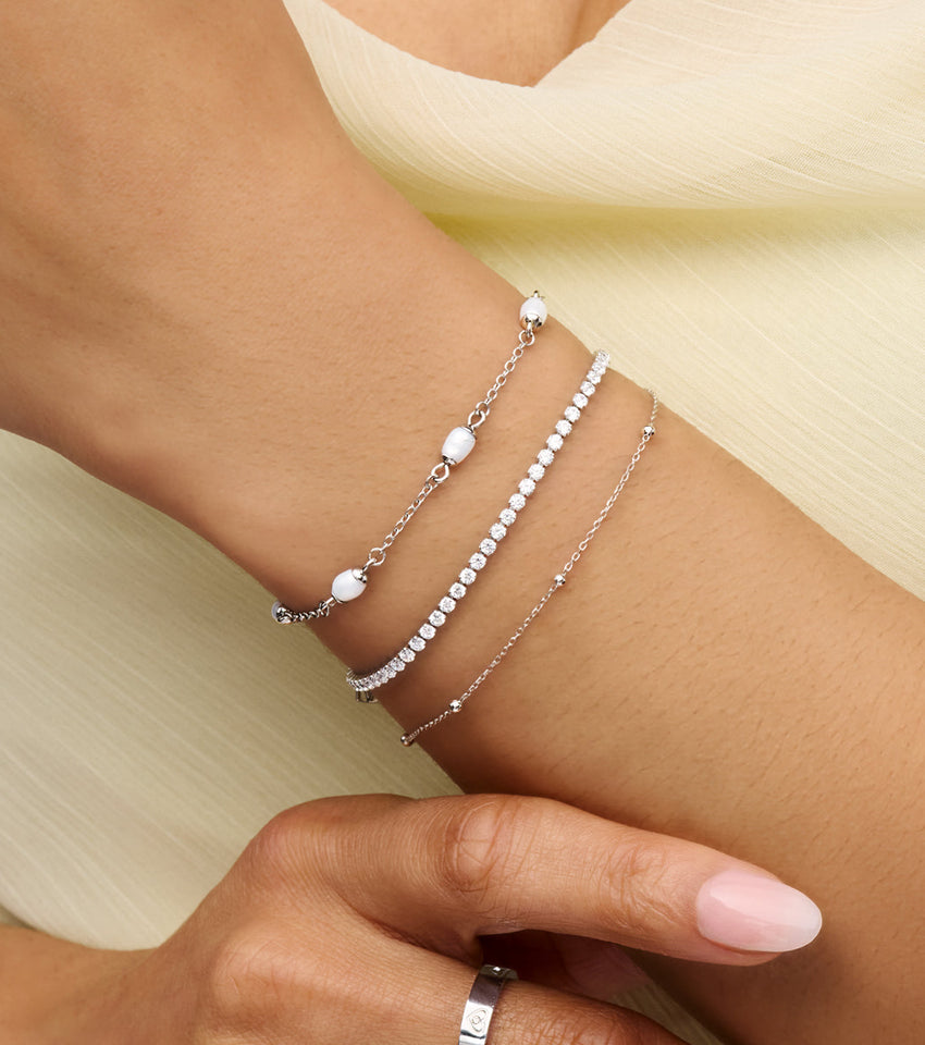 Fine Sphere Chain Bracelet (Silver)