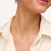 Mini Pearl Clover Necklace (Gold)