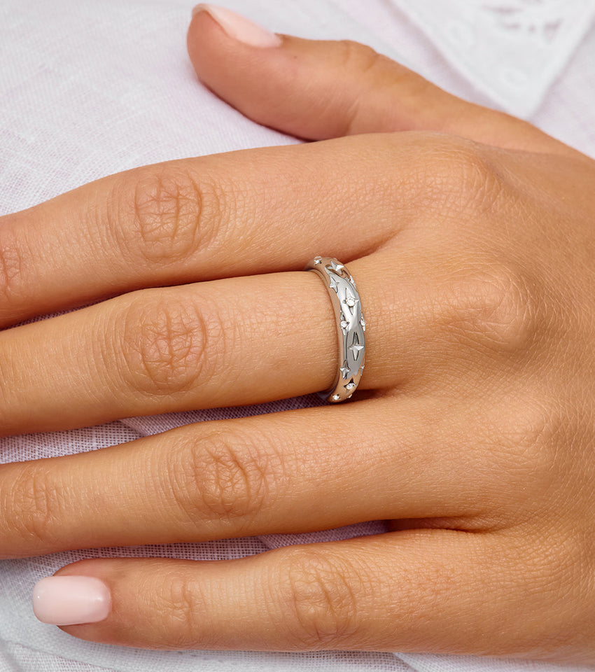 Moon and Back Ring (Silver)
