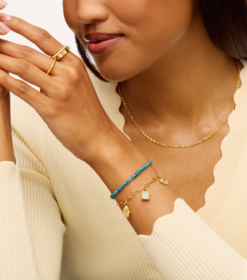 Custom Hanging Ocean Charm Bracelet (Gold)