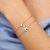Initial & Pearl Bracelet Set (Silver)