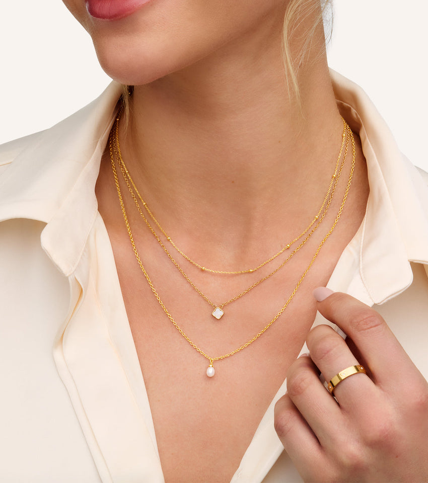 Fine Organic Pearl Necklace Bridesmaid Gift Set (Gold)