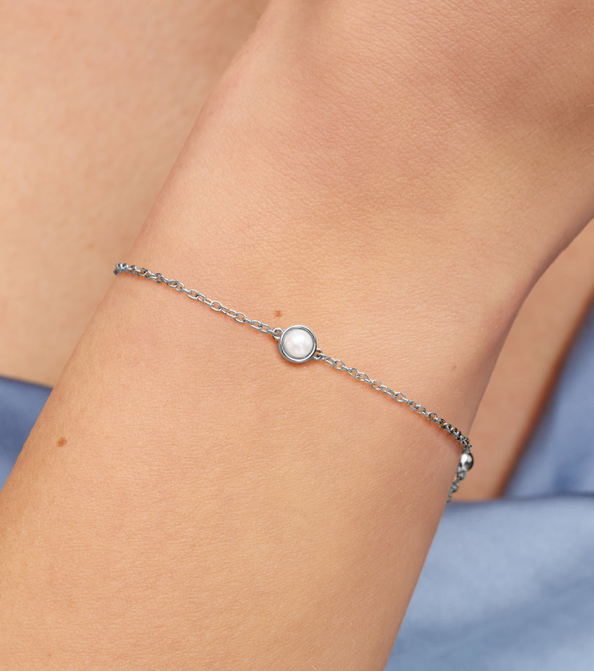 Mini Pearl Bracelet Bridesmaid Gift Set (Silver)