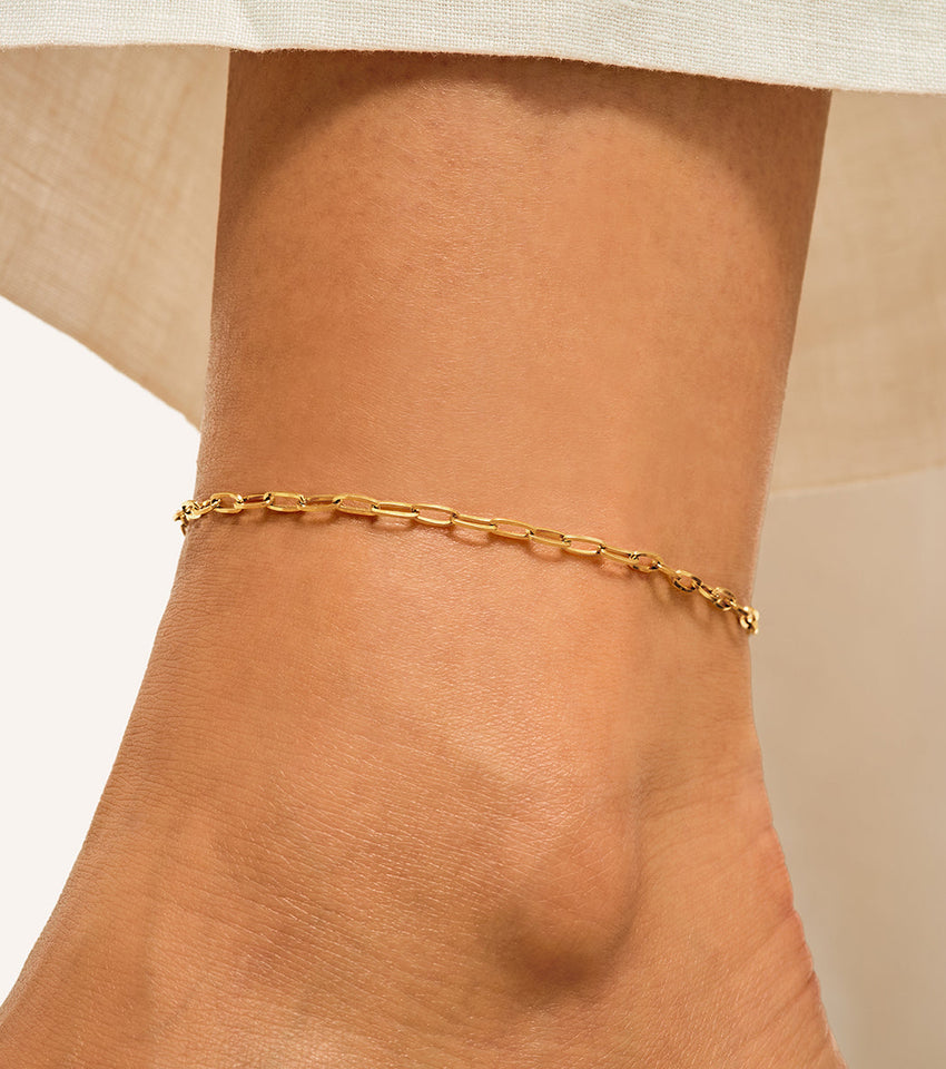 Paperclip Chain Anklet (Gold)