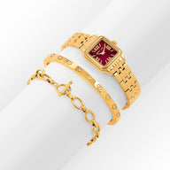 Essence Watch & Crystal Bracelet Set (Gold)