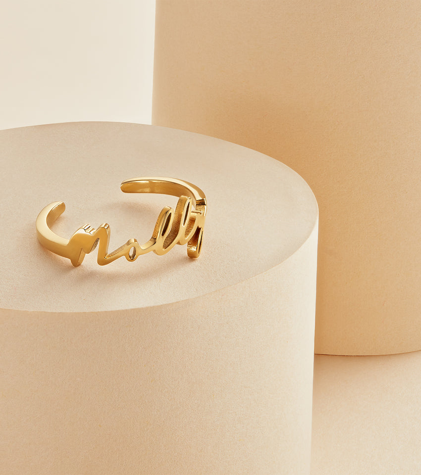 Love Gift Initial Letter M Valentine for Girls stylish design Gold plated  ring