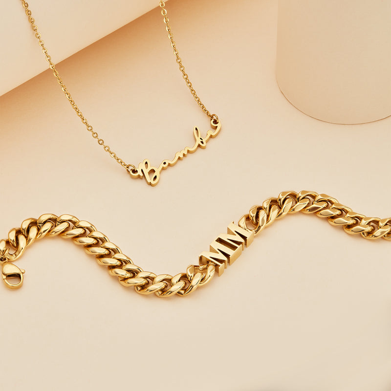 Initial Curb Bracelet (Gold)